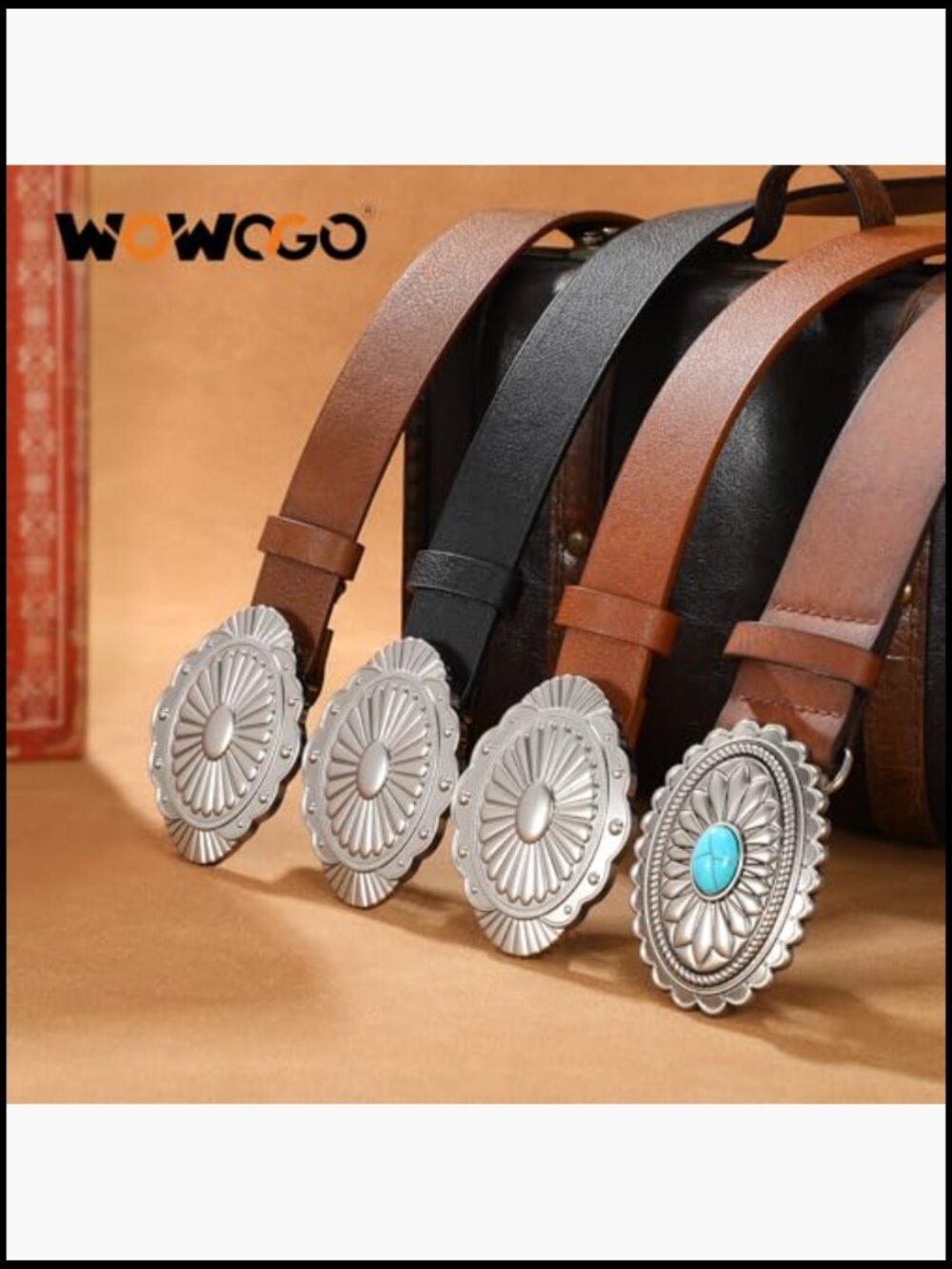 Concho Western Cowgirl Belt Vintage Leather Buckle Country Rodeo Style - Picture 4 of 7